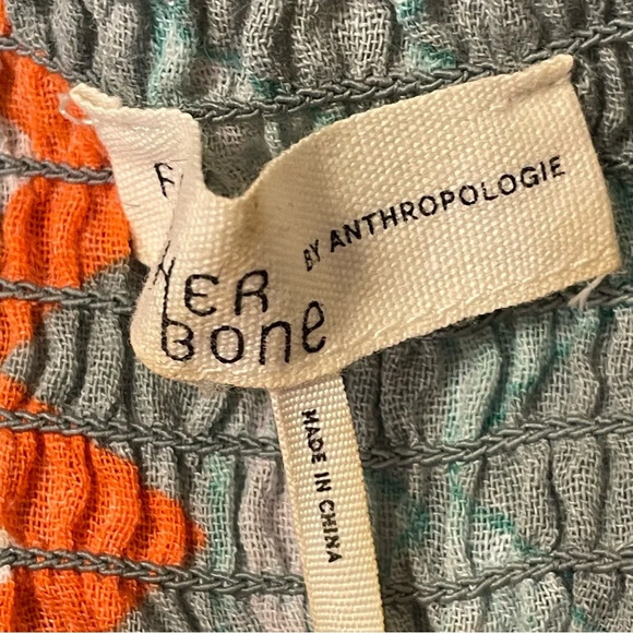 FEATHERBONE by ANTHROPOLOGIE Demetria Off the Shoulder Top in Orange Motif - Picture 6 of 8